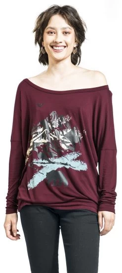"Long-sleeved Shirt With Forest Print" Long-sleeve Shirt Red By RED By EMP -Fashion Lady Clothing Shop 520252wa
