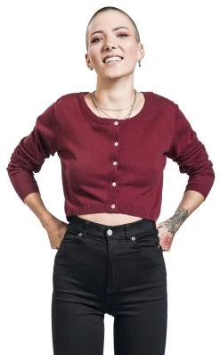 "Short Knitted Cardigan" Cardigan Burgundy By RED By EMP -Fashion Lady Clothing Shop 520817wa