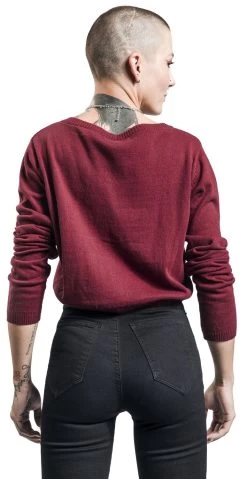 "Short Knitted Cardigan" Cardigan Burgundy By RED By EMP -Fashion Lady Clothing Shop 520817wb