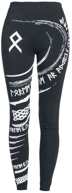 "Nordic Runes Screen Print Leggings" Leggings Black By Jawbreaker