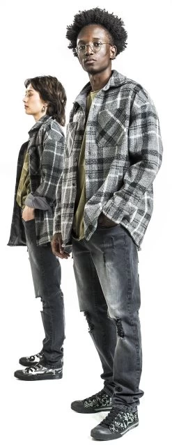 "EMP Special Collection X Urban Classics Unisex Chequered Flannel Shirt" Flanel Shirt Grey By EMP Special Collection -Fashion Lady Clothing Shop 521382wc