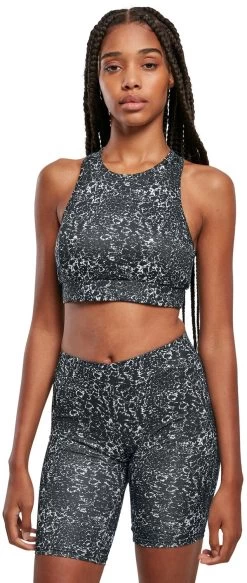 "Ladies’ Tie-dye Sports Bra" Bustier Black-white By Urban Classics -Fashion Lady Clothing Shop 521937wa