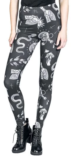 "Leggings With All-Over Print" Leggings Black By Gothicana By EMP -Fashion Lady Clothing Shop 521964wa