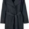 "Ladies Crinkle Nylon Minimal Trench Coat" Trenchcoat Black By Urban Classics