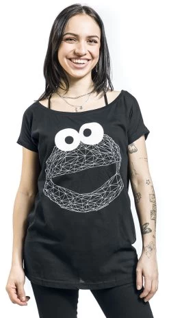"Cookie Glow" T-Shirt Black By Sesame Street -Fashion Lady Clothing Shop 522720wa