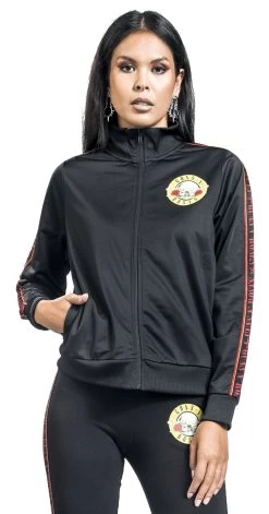 "Amplified Collection - Ladies Taped Tricot Track Top" Tracksuit Top Black By Guns N' Roses -Fashion Lady Clothing Shop 523662wa