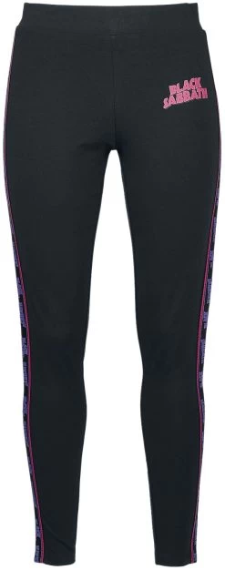 "Amplified Collection - Ladies Cotton Taped Yoga Leggings" Leggings Black By Black Sabbath