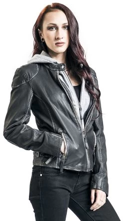 "GWFinja" Leather Jacket Graphite By Gipsy -Fashion Lady Clothing Shop 523815wa