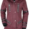 "Jacket With Faux Leather And Rivet Details" Winter Jacket Black-red By Gothicana By EMP