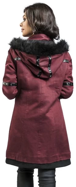 "Jacket With Faux Leather And Rivet Details" Winter Jacket Black-red By Gothicana By EMP 9 "Jacket With Faux Leather And Rivet Details" Winter Jacket Black-red By Gothicana By EMP -Fashion Lady Clothing Shop 525281wb