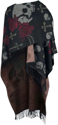 "Skull And Roses Poncho" Cardigan Black By Rock Rebel By EMP -Fashion Lady Clothing Shop 525748c