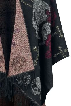 "Skull And Roses Poncho" Cardigan Black By Rock Rebel By EMP -Fashion Lady Clothing Shop 525748d