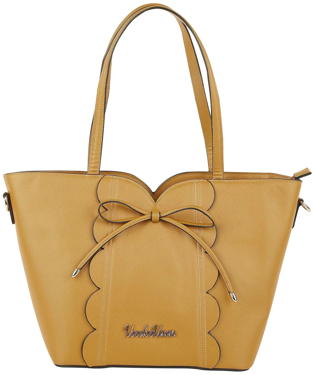 "Bow Front Scalloped Shopper Bag" Handbag Brown By Voodoo Vixen 2 "Bow Front Scalloped Shopper Bag" Handbag Brown By Voodoo Vixen - Image 2