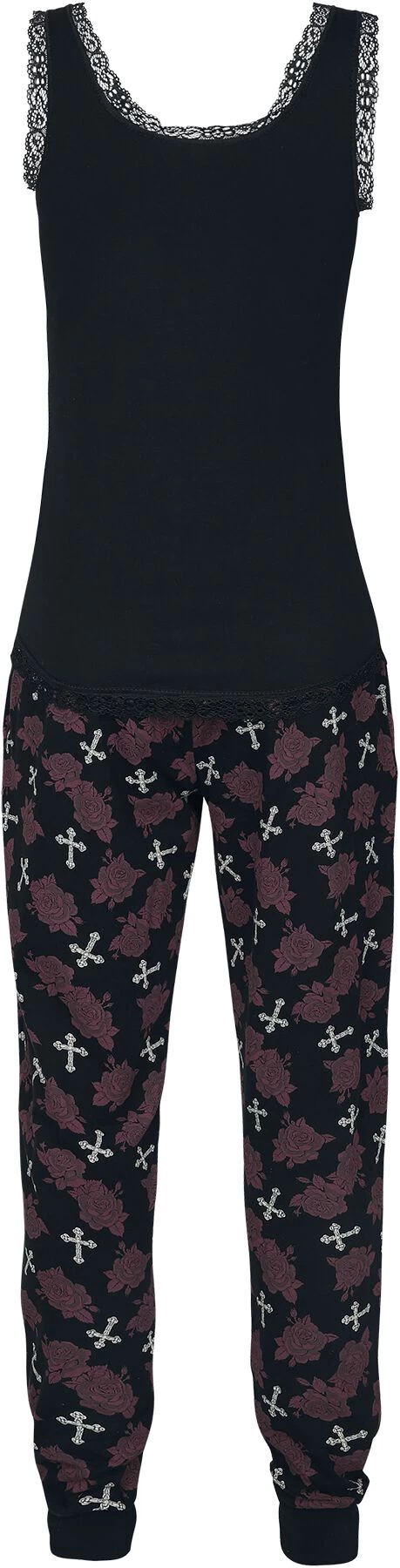 "Pyjamas With Roses And Skull" Pyjama Black By Rock Rebel By EMP 2 "Pyjamas With Roses And Skull" Pyjama Black By Rock Rebel By EMP - Image 2