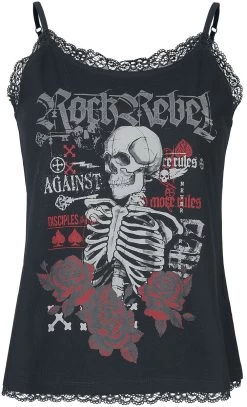 "Pyjamas With Roses And Skull" Pyjama Black By Rock Rebel By EMP -Fashion Lady Clothing Shop 526035c