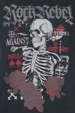 "Pyjamas With Roses And Skull" Pyjama Black By Rock Rebel By EMP -Fashion Lady Clothing Shop 526035d