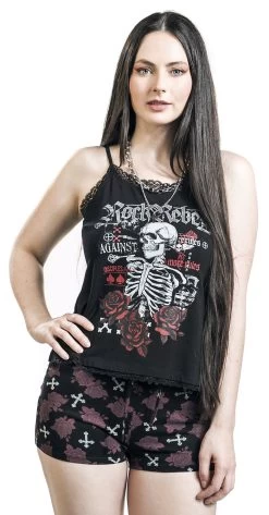 "Pyjamas With Roses And Skull" Pyjama Black By Rock Rebel By EMP -Fashion Lady Clothing Shop 526035wa