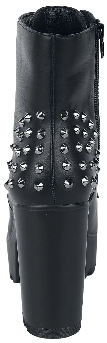 "Platform Lace-up Ankle Boots With Rivets" High Heel Black By Gothicana By EMP 2 "Platform Lace-up Ankle Boots With Rivets" High Heel Black By Gothicana By EMP - Image 2