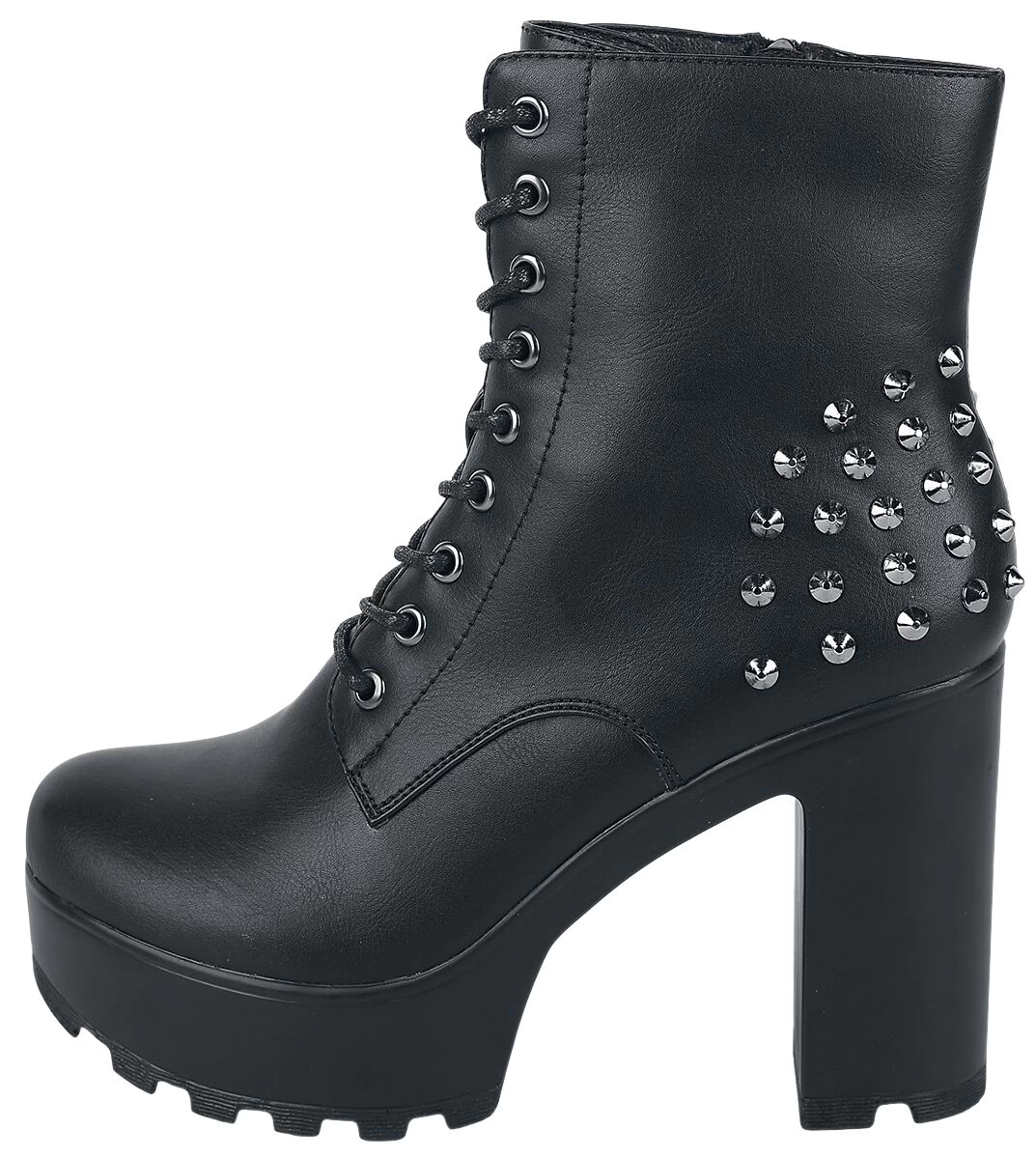 "Platform Lace-up Ankle Boots With Rivets" High Heel Black By Gothicana By EMP 4 "Platform Lace-up Ankle Boots With Rivets" High Heel Black By Gothicana By EMP - Image 4