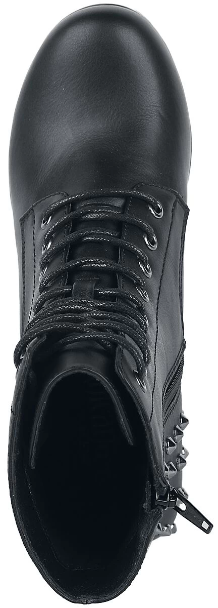 "Platform Lace-up Ankle Boots With Rivets" High Heel Black By Gothicana By EMP 5 "Platform Lace-up Ankle Boots With Rivets" High Heel Black By Gothicana By EMP - Image 5