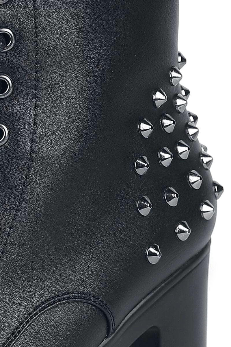"Platform Lace-up Ankle Boots With Rivets" High Heel Black By Gothicana By EMP 7 "Platform Lace-up Ankle Boots With Rivets" High Heel Black By Gothicana By EMP - Image 7