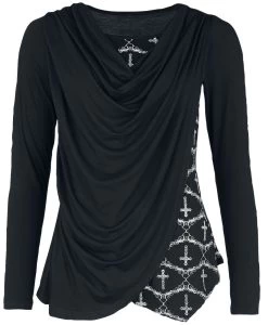 "Gothicana X Anne Stokes - Long-sleeved Top In Double-layer Look" Long-sleeve Shirt Black By Gothicana By EMP