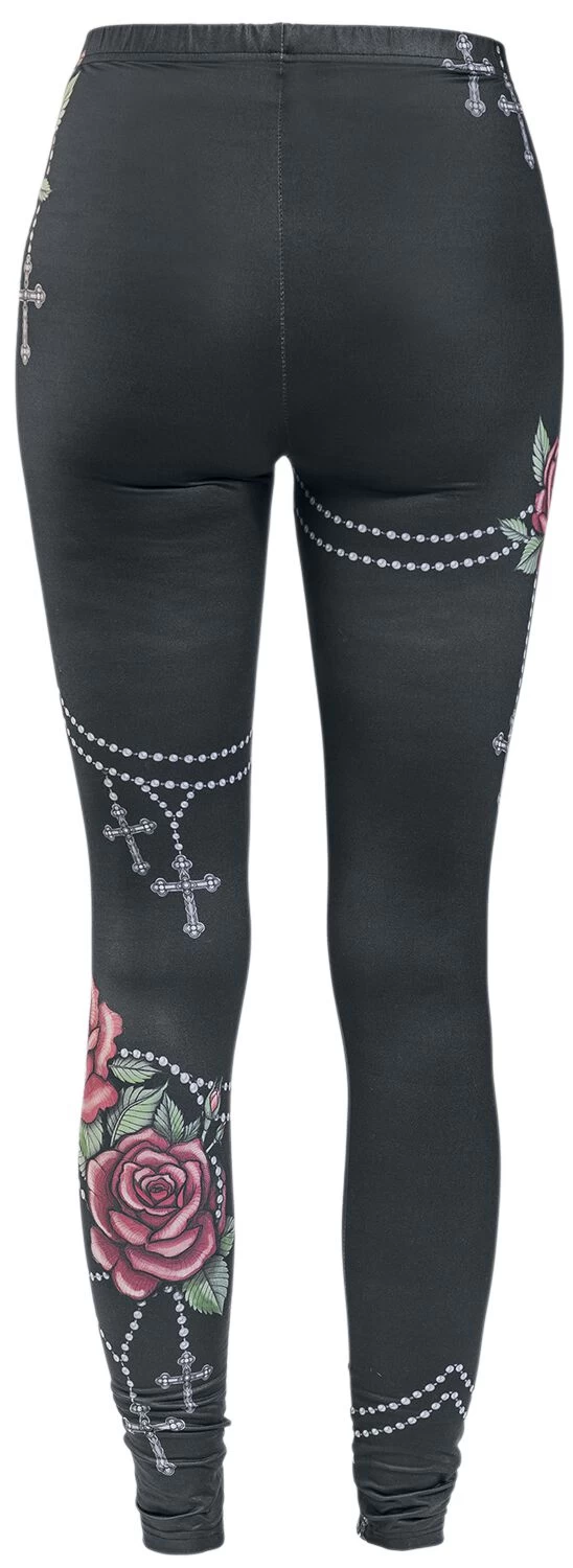 "Leggings With Roses And Crosses" Leggings Black By Rock Rebel By EMP 2 "Leggings With Roses And Crosses" Leggings Black By Rock Rebel By EMP - Image 2