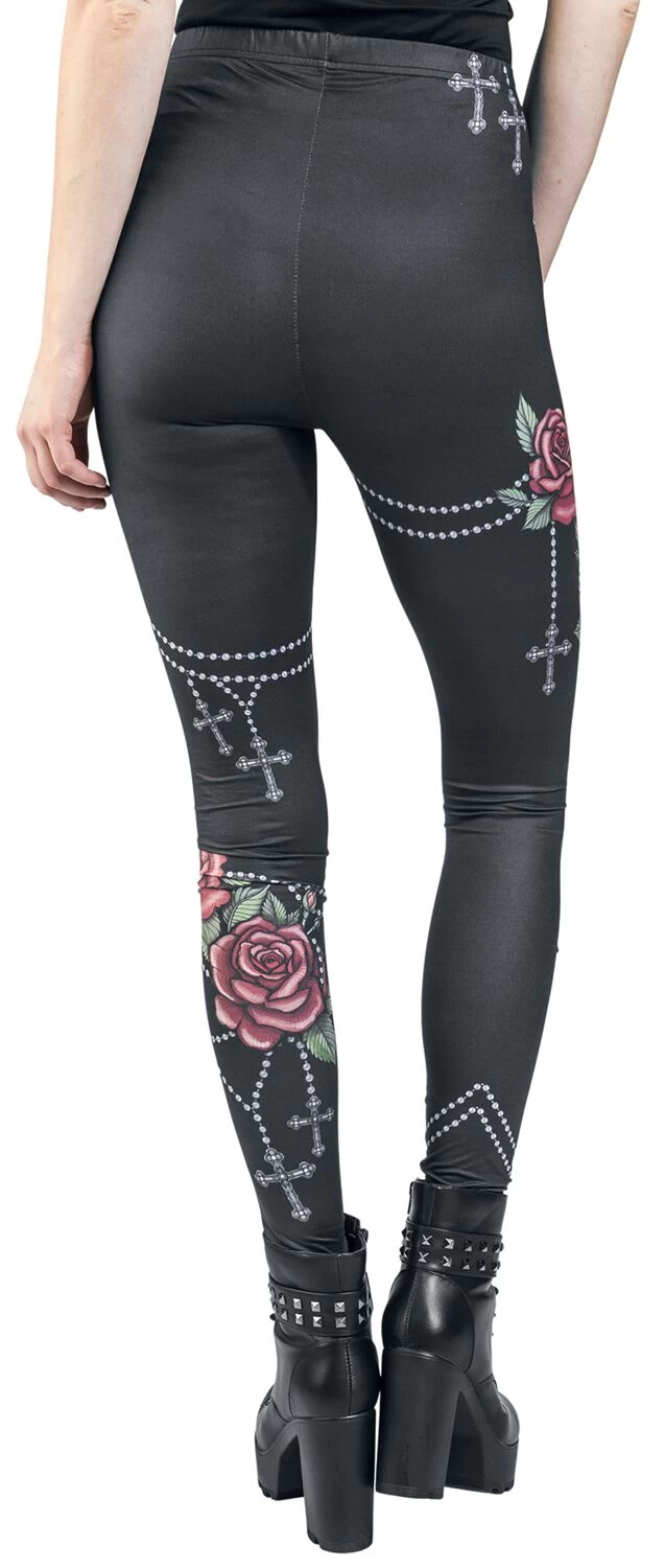 "Leggings With Roses And Crosses" Leggings Black By Rock Rebel By EMP 6 "Leggings With Roses And Crosses" Leggings Black By Rock Rebel By EMP - Image 6