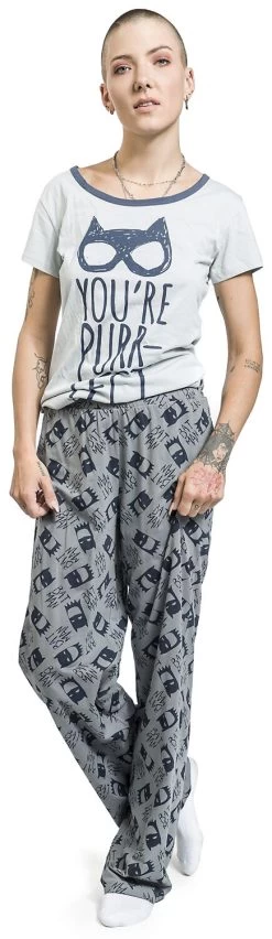 "You're Purrfect" Pyjama Blue-grey By Batman -Fashion Lady Clothing Shop 527729wa