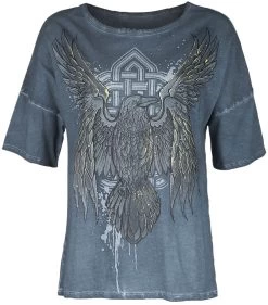 "Loose-fitting T-shirt With Raven Print" T-Shirt Blue By Black Premium By EMP