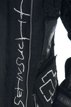 "Metal Patches" Between-seasons Jacket Black By Rammstein -Fashion Lady Clothing Shop 528540d