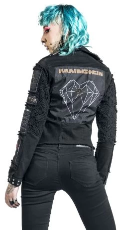 "Metal Patches" Between-seasons Jacket Black By Rammstein -Fashion Lady Clothing Shop 528540wb
