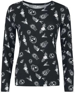 "Double-layer Long-sleeved Shirt" Long-sleeve Shirt Black By Gothicana By EMP -Fashion Lady Clothing Shop 528805c