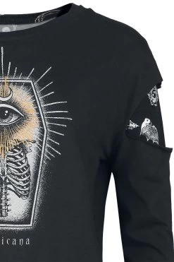 "Double-layer Long-sleeved Shirt" Long-sleeve Shirt Black By Gothicana By EMP -Fashion Lady Clothing Shop 528805d