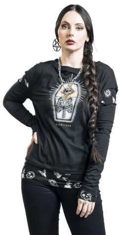 "Double-layer Long-sleeved Shirt" Long-sleeve Shirt Black By Gothicana By EMP -Fashion Lady Clothing Shop 528805wa