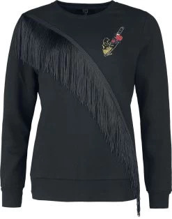"Jumper With Fringes And Embroidery" Sweatshirt Black By RED By EMP
