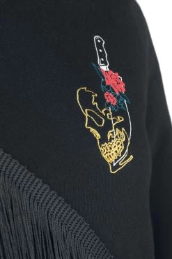 "Jumper With Fringes And Embroidery" Sweatshirt Black By RED By EMP -Fashion Lady Clothing Shop 529216d