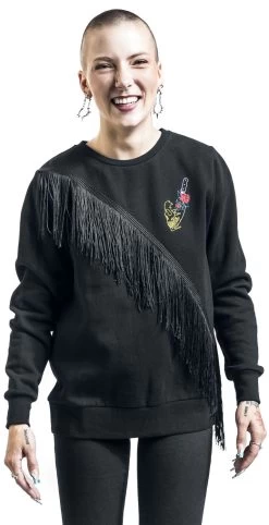 "Jumper With Fringes And Embroidery" Sweatshirt Black By RED By EMP -Fashion Lady Clothing Shop 529216wa