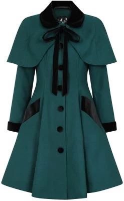 "Anouk Coat" Coats Green-black By Hell Bunny