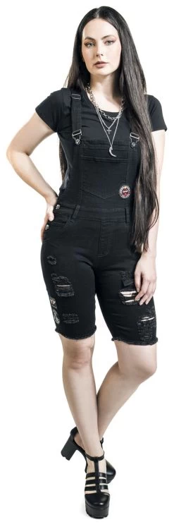 "- Denim Dungarees" Shorts Black By Rock Rebel By EMP -Fashion Lady Clothing Shop 534008wa