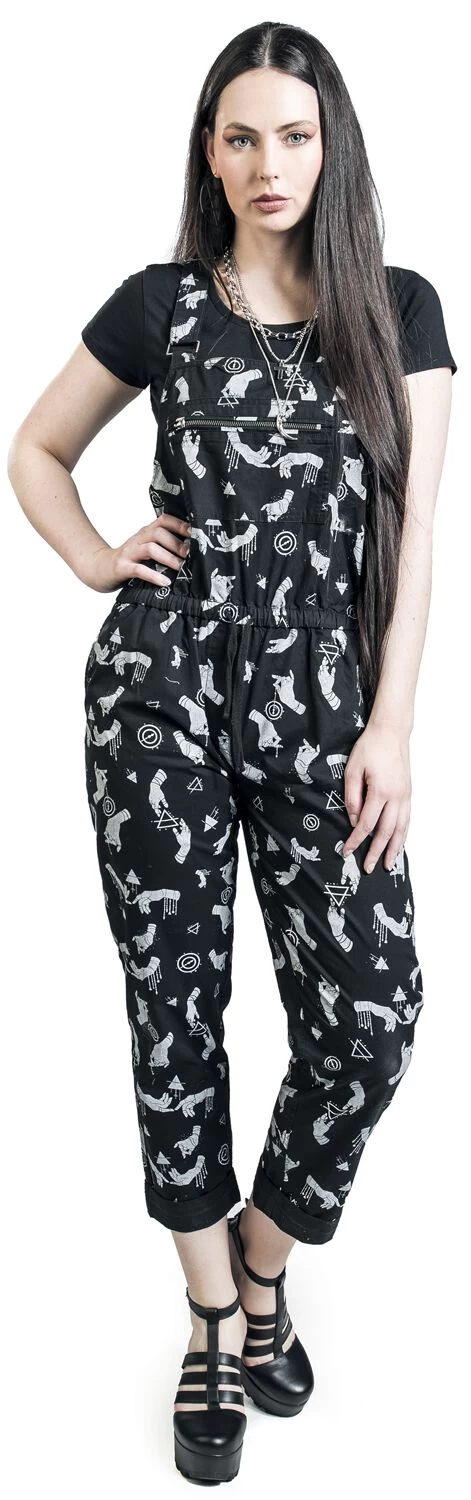 "Dungarees With All-over Print" Dungarees Black By Gothicana By EMP 6 "Dungarees With All-over Print" Dungarees Black By Gothicana By EMP - Image 6