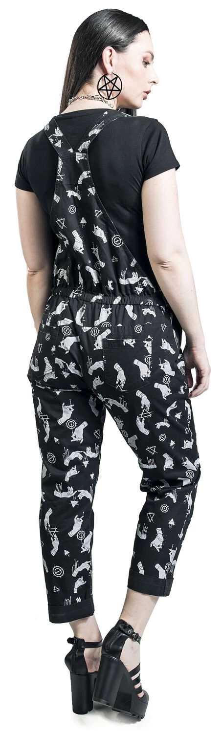 "Dungarees With All-over Print" Dungarees Black By Gothicana By EMP 7 "Dungarees With All-over Print" Dungarees Black By Gothicana By EMP - Image 7