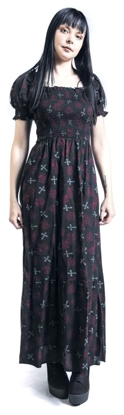 "Maxi Dress With All-over Print" Long Dress Black By Rock Rebel By EMP 8 "Maxi Dress With All-over Print" Long Dress Black By Rock Rebel By EMP -Fashion Lady Clothing Shop 534773wa