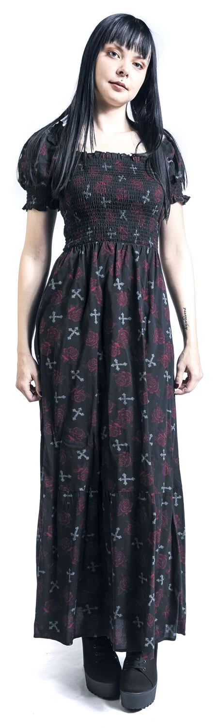 "Maxi Dress With All-over Print" Long Dress Black By Rock Rebel By EMP 4 "Maxi Dress With All-over Print" Long Dress Black By Rock Rebel By EMP - Image 4