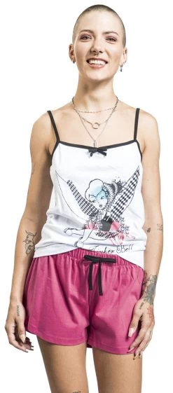 "Tinker Bell" Pyjama Pants White-pink By Peter Pan -Fashion Lady Clothing Shop 536758wa