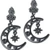 "Black Moon" Earring Black By Gothicana By EMP