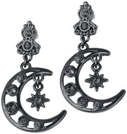 "Black Moon" Earring Black By Gothicana By EMP