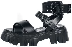 "Lion Choker Vegan" Sandal Black By Buffalo -Fashion Lady Clothing Shop 539097a4