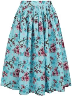 "Louella Skirt" Medium-length Skirt Blue-pink By Hell Bunny