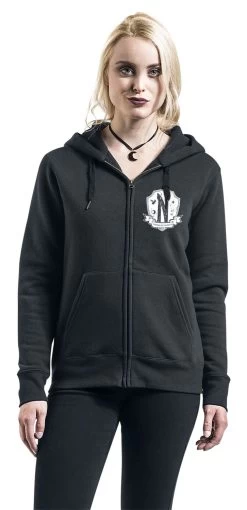 "Nevermore - Logo" Hooded Zip Black By Wednesday -Fashion Lady Clothing Shop 549279wa